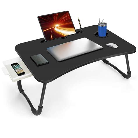 Buy Fayquaze Laptop Bed Table, Portable Foldable Laptop Bed Desk with Storage Drawer and Cup ...