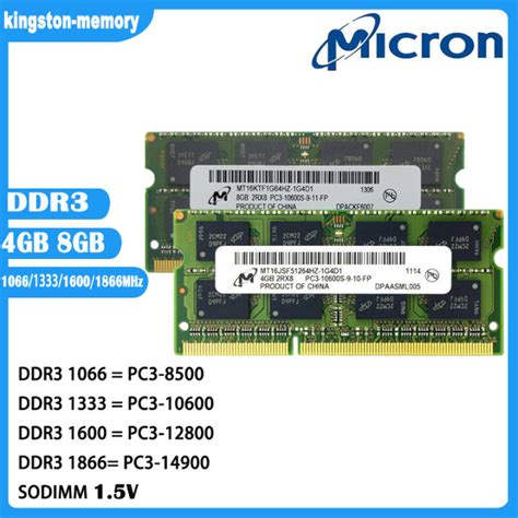 Micron Laptop Ram DDR3L 4GB 8GB 1066/1333/1600 1866MHz Laptop Memory ...