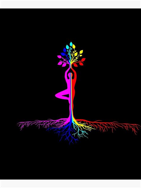 rainbow color yoga tree pose tree  life yoga yoga tree image
