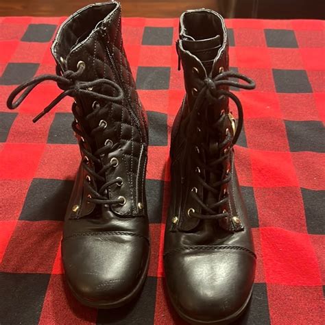 G By Guess Shoes Ggbyson By Guess Womens Combat Boots Byson Black Quilted Size 65m Poshmark