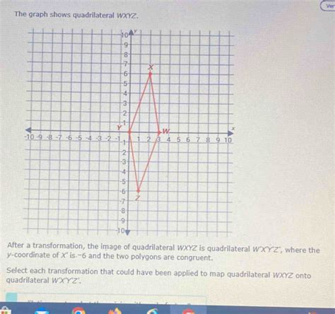 Solved Ver The Graph Shows Quadrilateral Wxyz After A Transformation