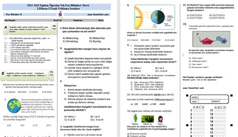 2022 2023 Fen Bilimleri 8 Sınıf 1 Dönem 1 Yazılı fennotlari