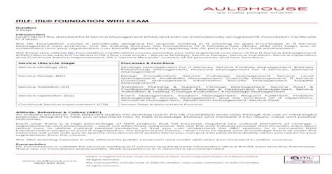 Itilf Itil® Foundation With Exam Nz · • Itils Service