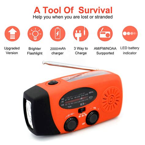 Solar Portable Hand Crank Dynamo Wind Up Am Fm Radio Usb Charger Light