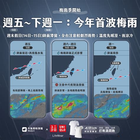 首波梅雨來了！各地雨彈狂轟猛炸週末溫度暴跌10°c 放晴時間曝光 中天新聞網