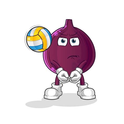 Fig Jugar Mascota De Voleibol Aislado En Blanco Vector Premium