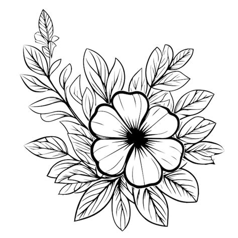 Premium Vector | Pencil sketch Sada bahar flower drawing outline periwinkle drawing periwinkle ...