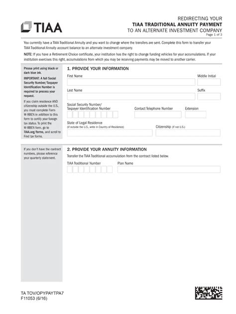 Fillable Online Redirecting Your Tiaa Traditional Annuity Payment To An