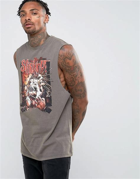 Asos Slipknot Longline Sleeveless Band T Shirt With Acid Wash 23