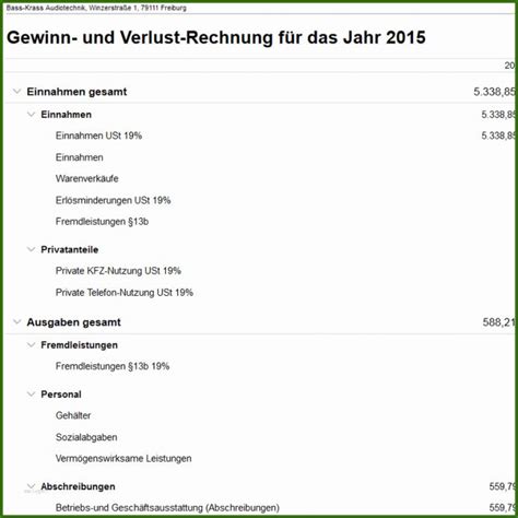 011 Gewinn Und Verlustrechnung Kleinunternehmer Vorlage Gewinn