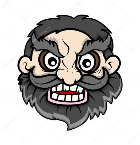 Visage barbe mal vector illustration de dessin animé Image