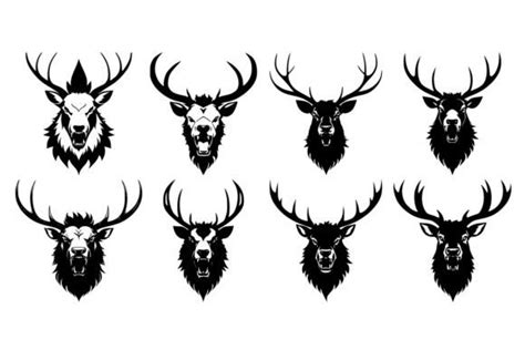 Set Of Deer Heads Graphic By Alsstocks450 · Creative Fabrica