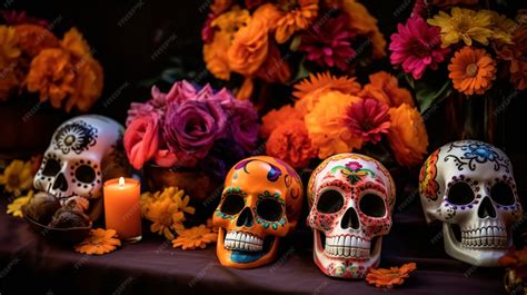 Caveira Do Dia Dos Mortos - Caveiras do dia dos mortos dia de los muertos dia dos mortos e fundo de ...