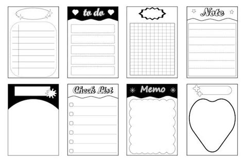 Printable Black And White Notepad Memopads Memo Paper Template Note Pad Journal