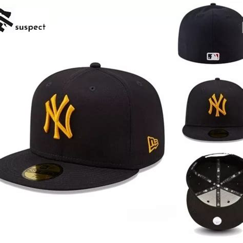 Jual Topi Ny Fitted Build Up Full Hitam Logo Emas Mlb Baseball