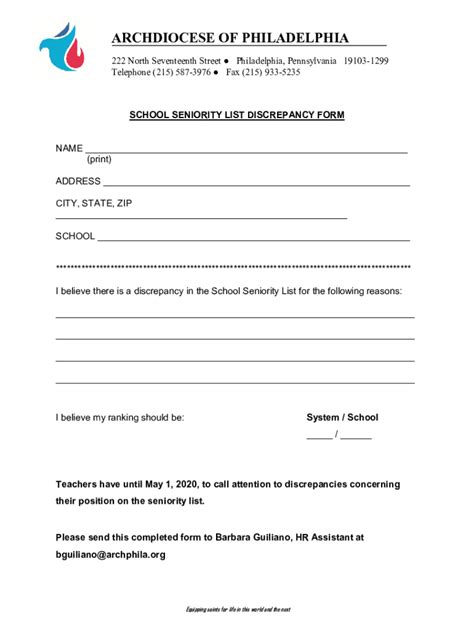 Fillable Online Pdf School Seniority List Discrepancy Form Act