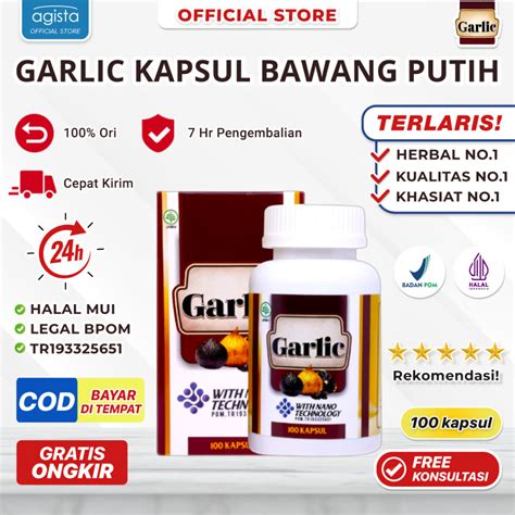 Jual Walatra Garlic Herbal 100 Kapsul Bawang Putih Tunggal Lanang Alium