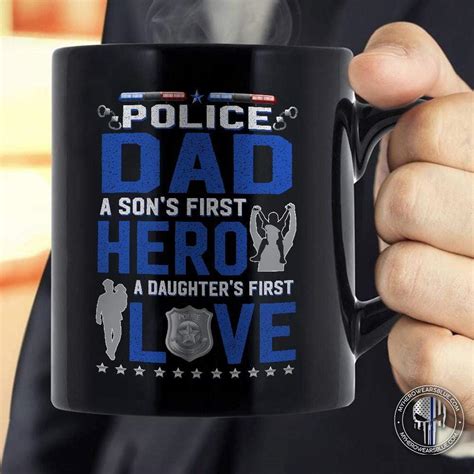 Police Dad Son S First Hero Personalized Thin Blue Line Coffee Mug My Hero Wears Blue