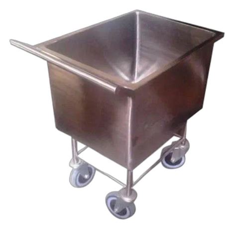 Stainless Steel Dustbin Trolley For Restaurant Load Capacity 35 Kg