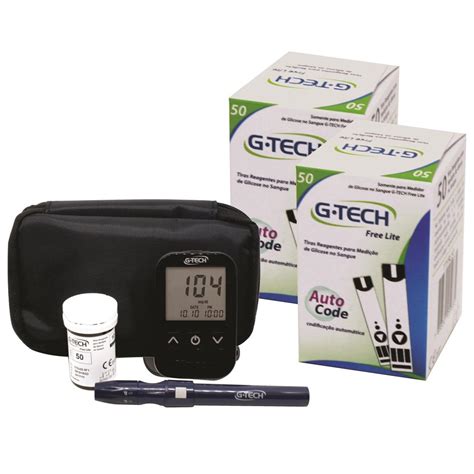 Kit Medidor De Glicose G Tech Free Lite Tiras Medidor De