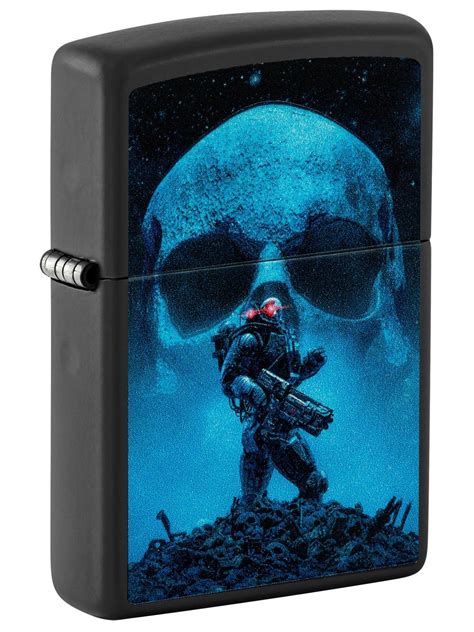 Zippo Lighter Cyberpunk Soldier With Blacklight Black Matte 48878 Lucas Lighters