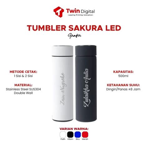 Custom Botol Tumbler Led Tumbler Sakura Grafir Twin Digital