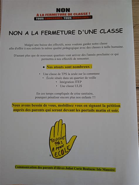 [pétition] Non à La Fermeture Dune Classe