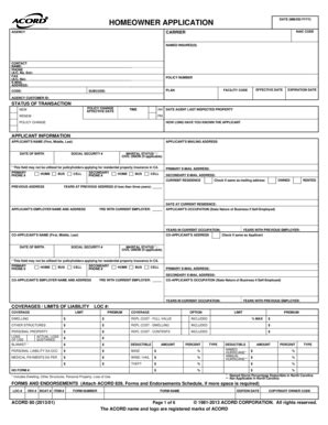 Fillable Online HOMEOWNER APPLICATION Anderson And Murison Inc Fax