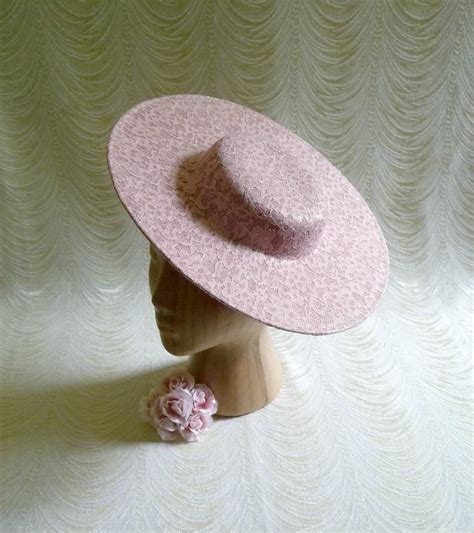 Mauve Pink Saucer Hat Base Lace Covered Straw Fascinator Blush Etsy