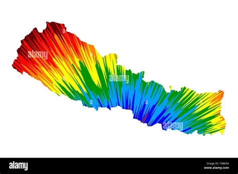 Nepal Map Is Designed Rainbow Abstract Colorful Pattern Federal