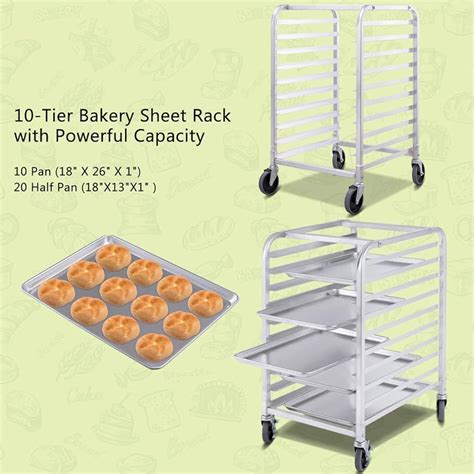 Giantex 10 Tier Aluminum Bakery Rack Home Commercial Kitchen Bun Pan