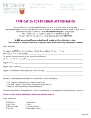 Fillable Online Fhs Mcmaster Application Form Faculty Of Health