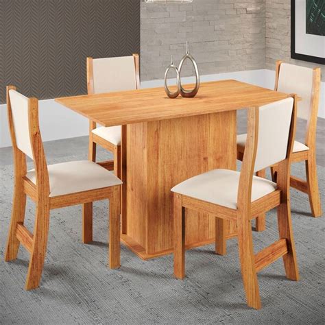 Mesa De Jantar 4 Lugares Terraza Mel nude Panorama Móveis Leroy Merlin