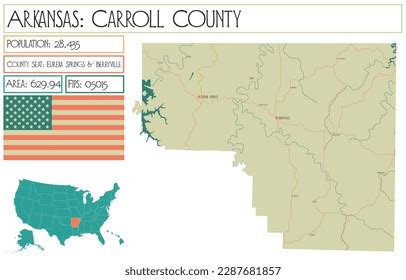 Large Detailed Map Carroll County Arkansas Stock Vector (Royalty Free ...