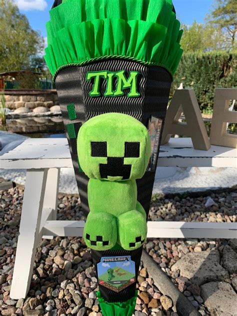 Zuckertüte Schultüte Jungen Mädchen mit Minecraft Creeper grün Etsy de