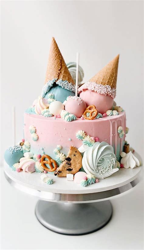 49 Cute Cake Ideas For Your Next Celebration : Baby Blue and Pink birthday cake