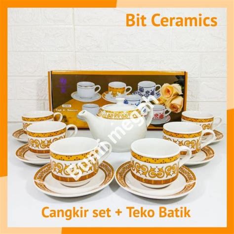 Jual Rmm Tea Set Keramik Cangkir Tatak Dan Teko Keramik Motif