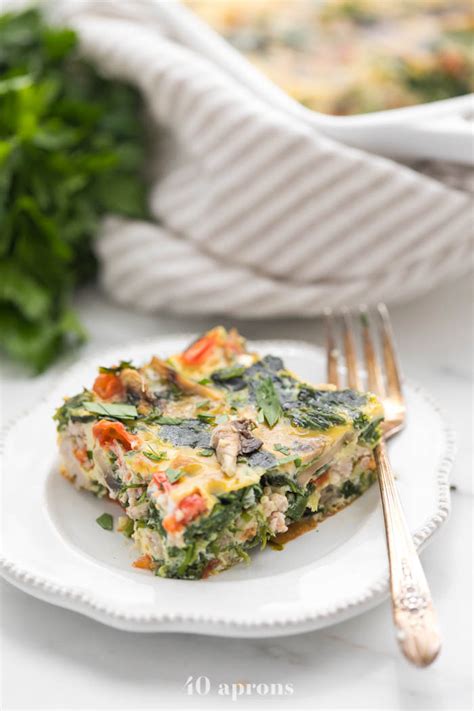 Whole30 Breakfast Casserole With Sausage Eggs Spinach And Mushrooms