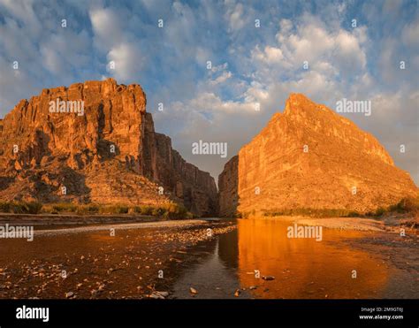 Landscape With Cliffs In Santa Elena Canyon And Rio Grande River Big