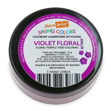 Colorant Alimentaire Hydrosoluble En Poudre Violet Floral 10g