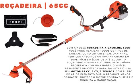 Roçadeira Profissional a Gasolina 65CC Motopoda Trimmer Alto