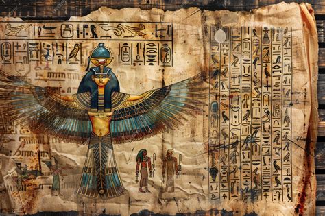 Premium Photo | Egyptian ancient papyrus with different pictures and hieroglyphics