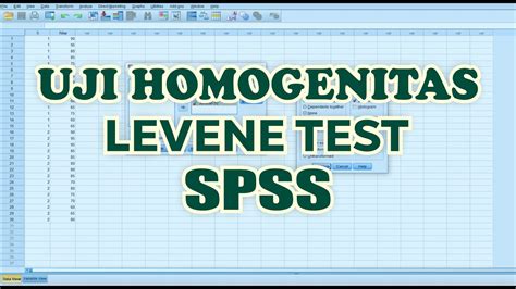 Cara Uji Homogenitas Levene Dengan SPSS Homogeneity Test SPSS YouTube