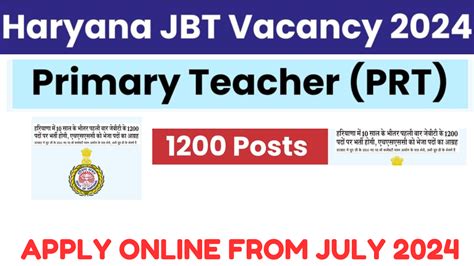 Haryana JBT Teacher Vacancy 2024 IMPORTANT JOB UPDATE