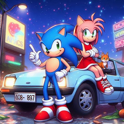 Sonic And Amy Rose In Their Ford Fiesta Rsonamy