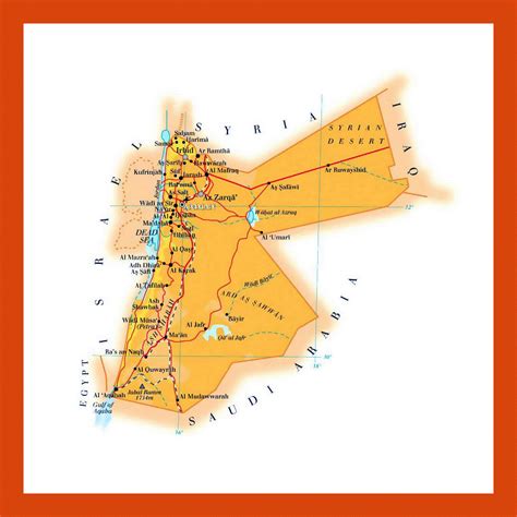 Elevation map of Jordan | Maps of Jordan | Maps of Asia | GIF map ...