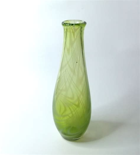 Light Green Glass Bud Vase Vintage Yellow Glass Vase Tall Etsy