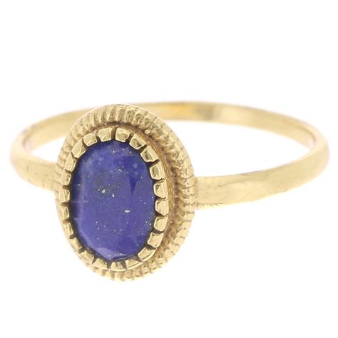 Bague Ovale Lapis Lazuli Contour Dentel Taille Dor L Or Fin