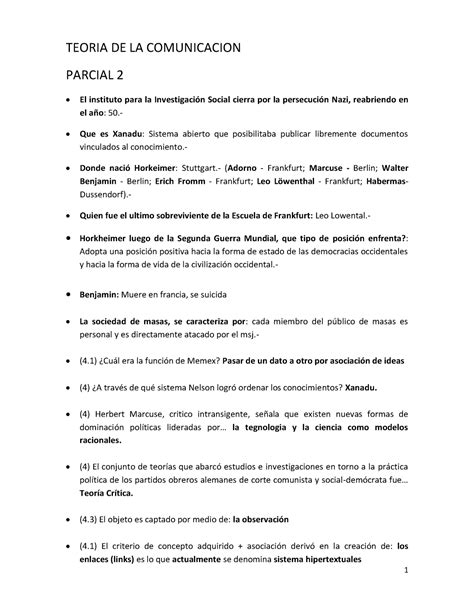 Preguntero 2do Parcial Teoría De La Comunicación Warning Tt