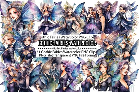 Gothic Fairies Watercolor Sublimation Graphic By PrintExpert Creative